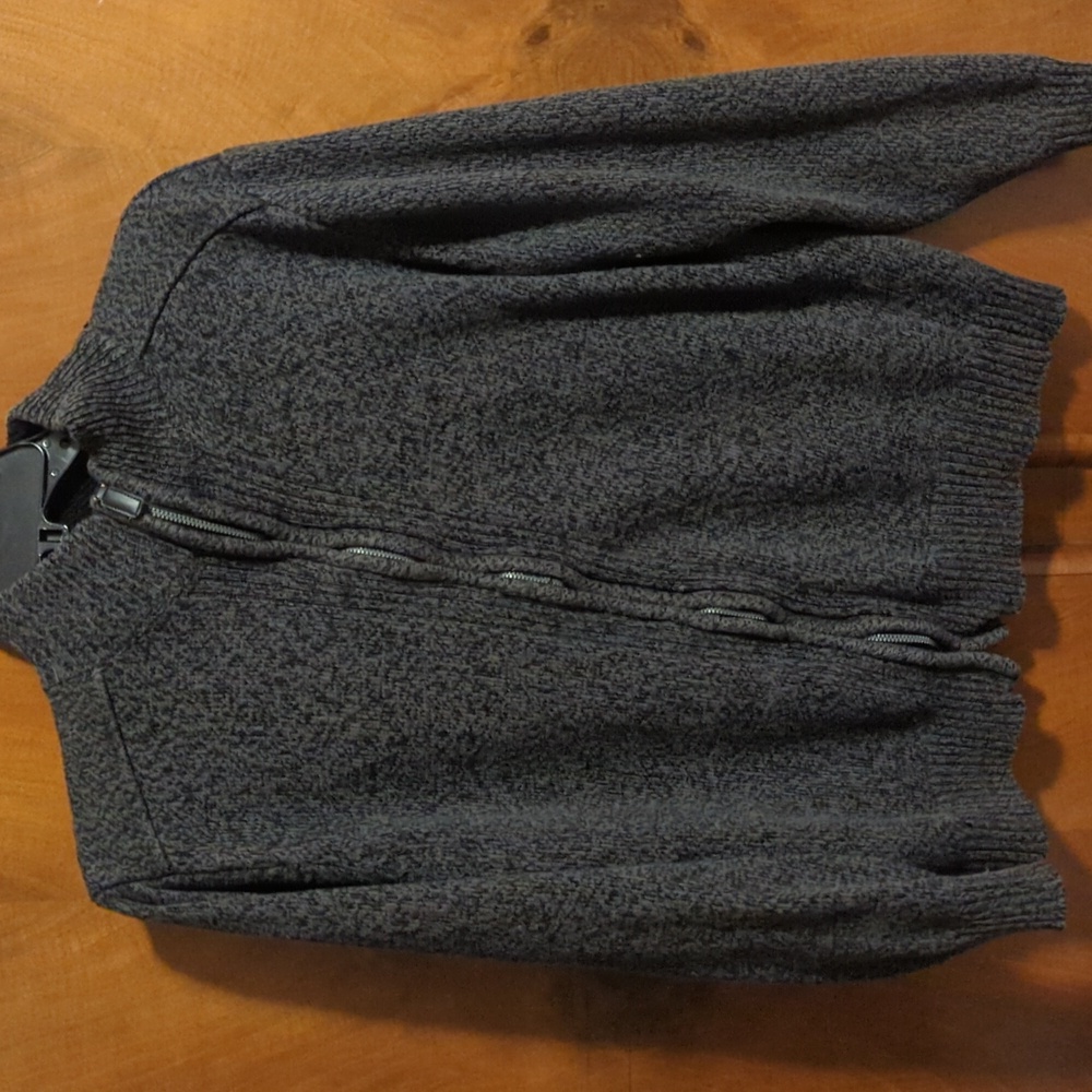 Oscar De La Renta Full Zip Cardigan Grandpa Sweater Gray Cotton Mens Sz M